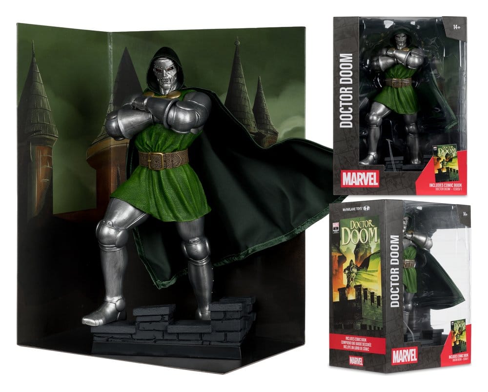 Marvel 1/6 Figur Doctor Doom (Doctor Doom #1) 28 cm – Samlarfigur med Miljöbas och Illustrerad Bakgrund