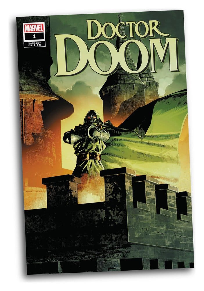 Marvel 1/6 Figur Doctor Doom (Doctor Doom #1) 28 cm – Samlarfigur med Miljöbas och Illustrerad Bakgrund