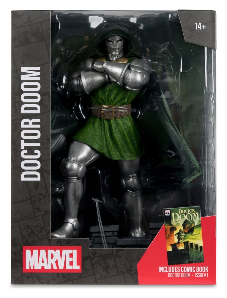 Marvel 1/6 Figur Doctor Doom (Doctor Doom #1) 28 cm – Samlarfigur med Miljöbas och Illustrerad Bakgrund