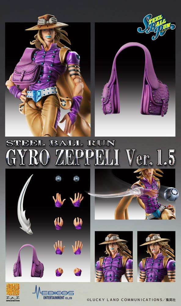 JoJo's Bizarre Adventure Del 7: Steel Ball Run Super Action Figur Chozokado Gyro Zeppeli Ver.1.5 16 cm Medicos Entertainment