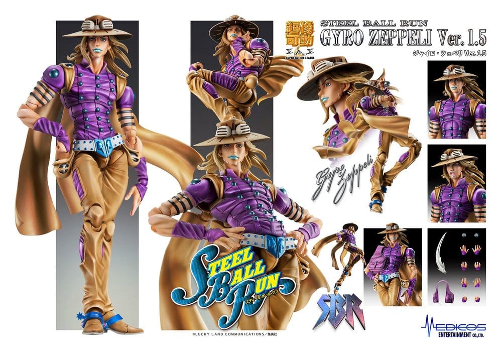JoJo's Bizarre Adventure Del 7: Steel Ball Run Super Action Figur Chozokado Gyro Zeppeli Ver.1.5 16 cm Medicos Entertainment