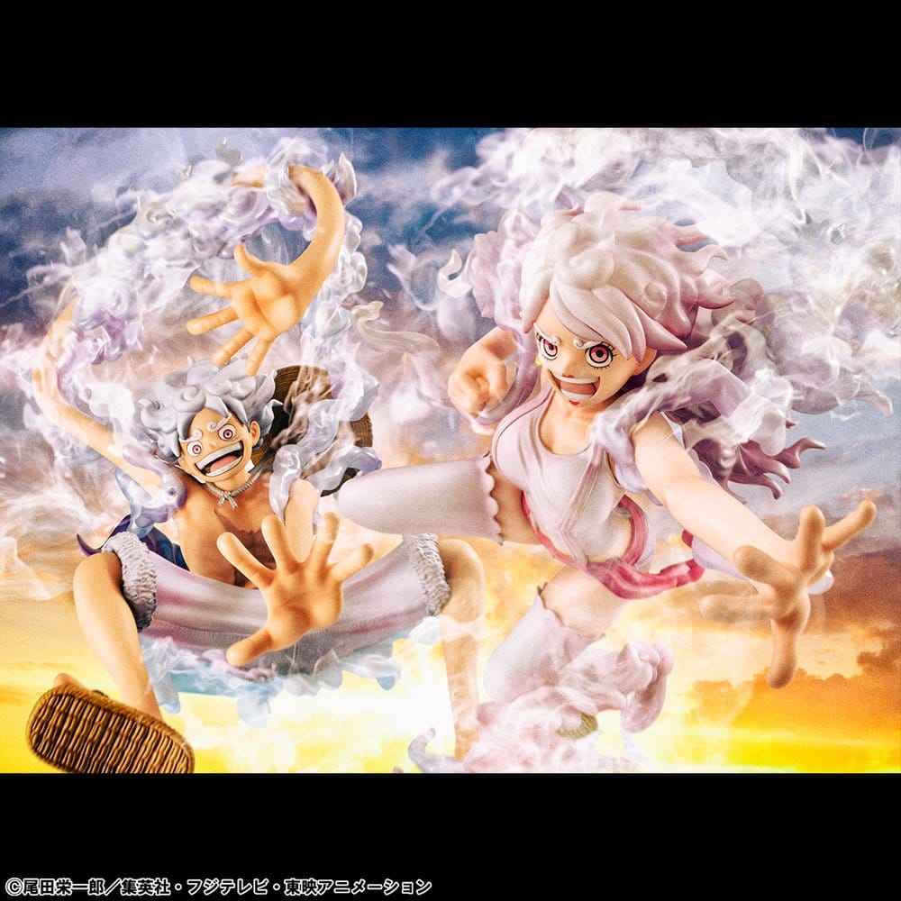 One Piece Portrait.Of.Pirates PVC-figur "Evolutionära Historien" Monkey D. Luffy "Gear Fifth" 26 cm