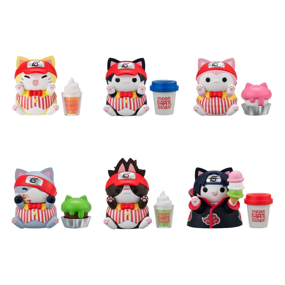 Naruto Shippuden Mega Cat Project Nyaruto! Trading Figures Mega Cat Diner - 3 cm Assortment (6) Megahouse