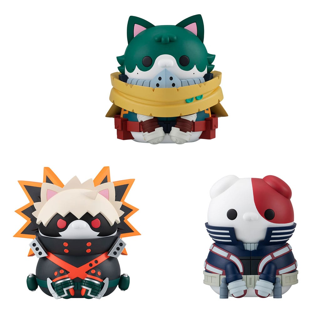 My Hero Academia Mega Cat Project Nyanto! Den stora Heroaca Cats Serien Samlarfigur 3-Pack Izuku Midoriya & Katsuki Bakugo & Shoto Todoroki 12 cm Megahouse