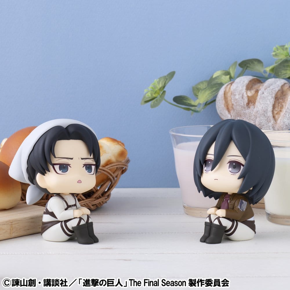 Attack on Titan Look Up PVC Figurer Levi Rengöringsversion & Mikasa Ackerman (med gåva) 11 cm
