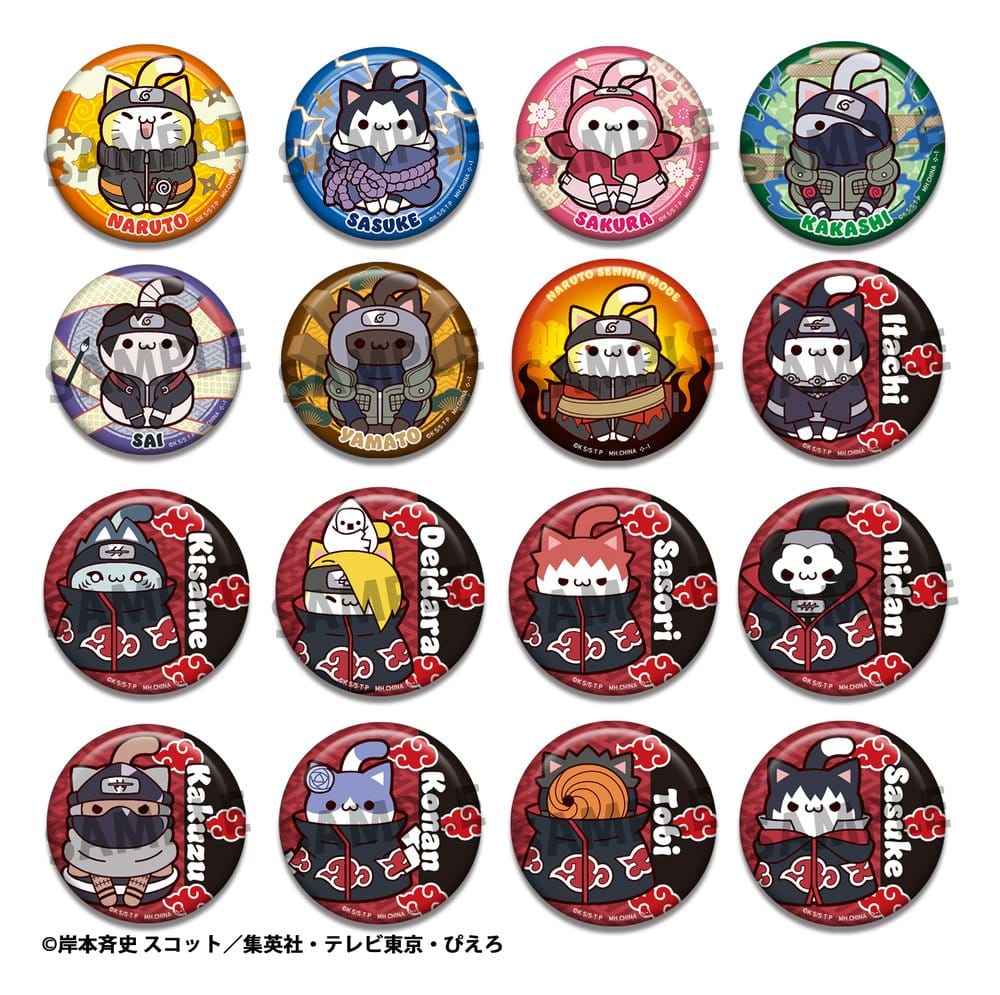 Naruto Shippuden Mega Cat Project Nyaruto! Emaljknappar Samling 2 6 cm Blind Box Sortiment (16)