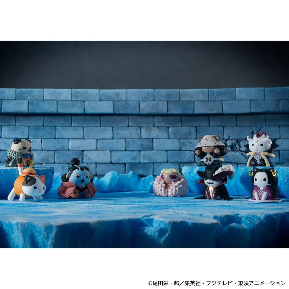 One Piece Mega Cat Project Nyan Piece Nyan! Luffy och Sjöväldernas sju krigare Minifigurer 3 cm Blindbox Display (8) (Upprepning)