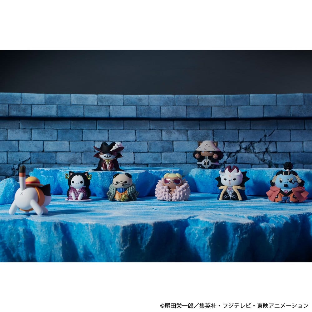 One Piece Mega Cat Project Nyan Piece Nyan! Luffy och Sjöväldernas sju krigare Minifigurer 3 cm Blindbox Display (8) (Upprepning)