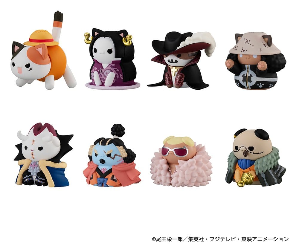 One Piece Mega Cat Project Nyan Piece Nyan! Luffy och Sjöväldernas sju krigare Minifigurer 3 cm Blindbox Display (8) (Upprepning)