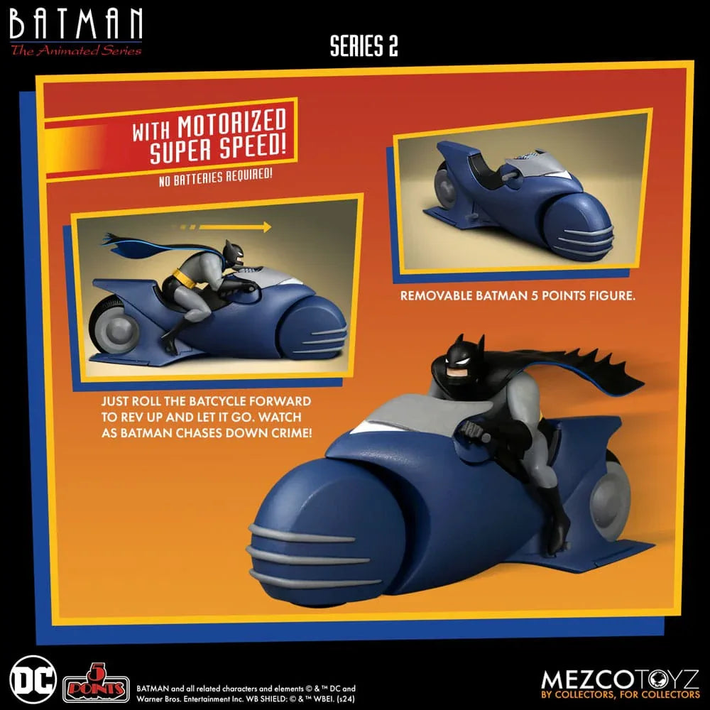 Batman: The Animated Series 2 5 Points Action Figur Batman & Batcycle 10 cm Mezco Toys