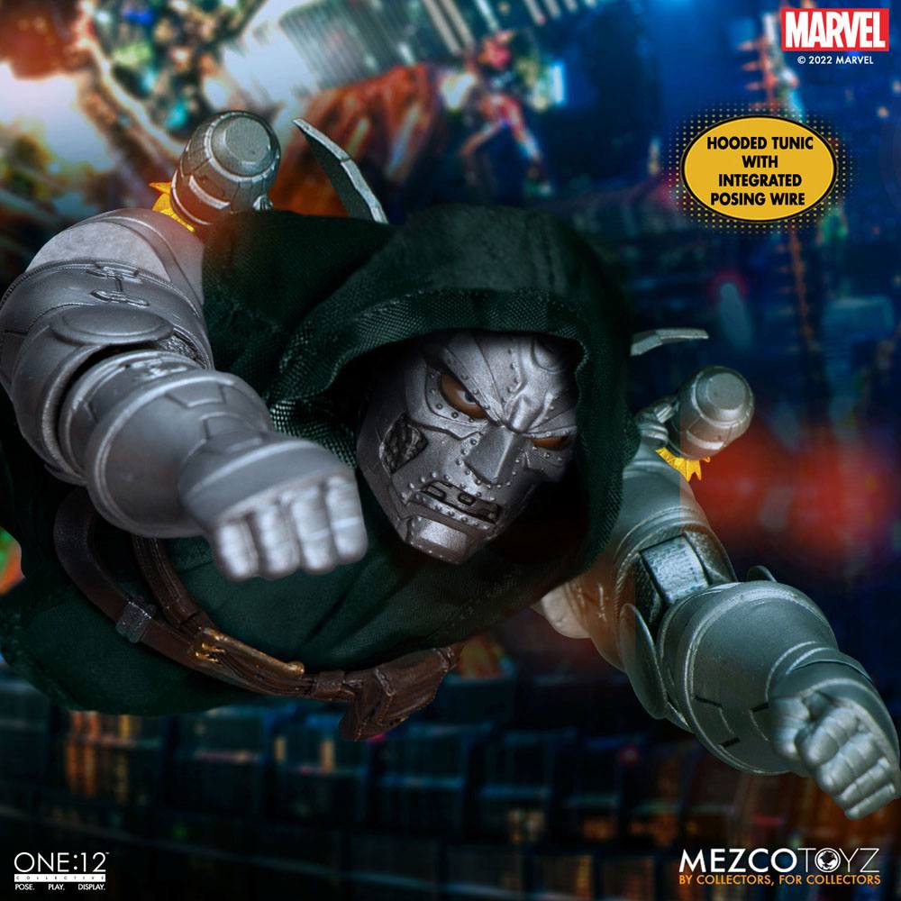 Marvel Action Figure 1/12 Doctor Doom 17 cm - Detailed Collectible Figure with Metal Components and Interactive Features