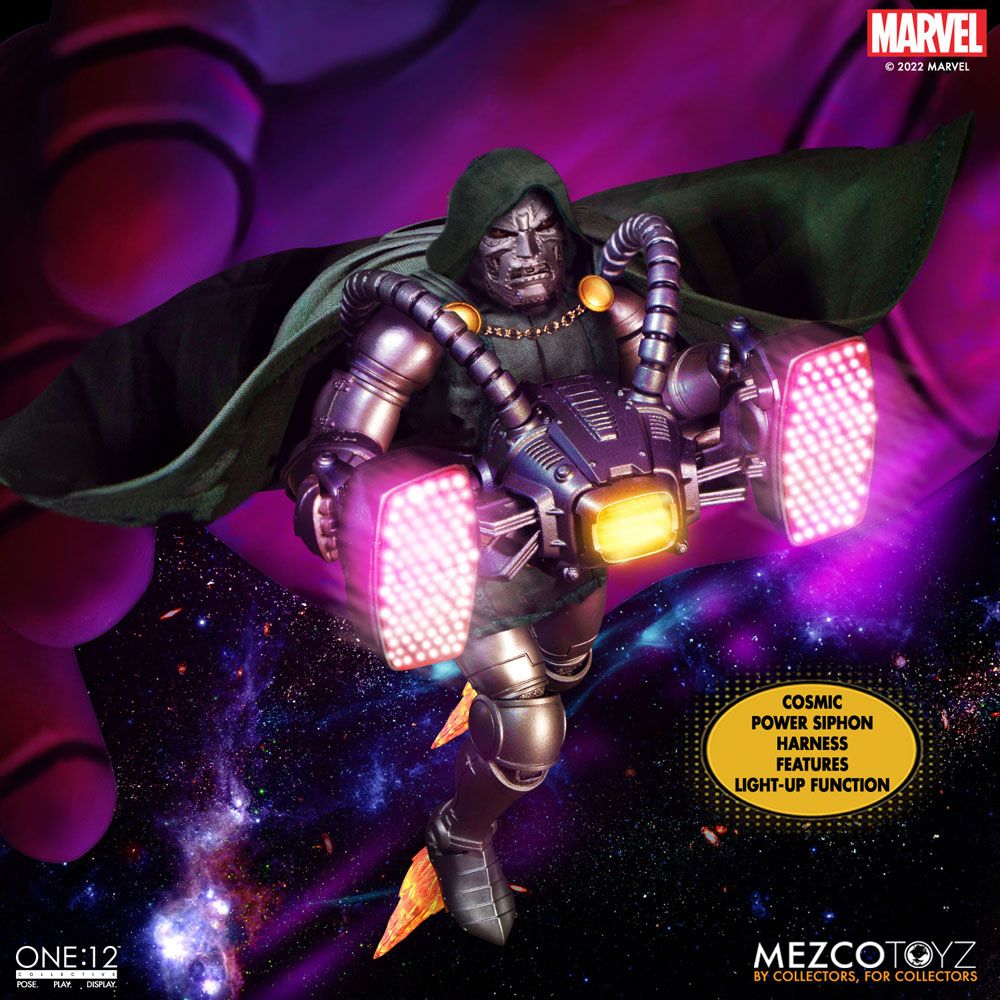 Marvel Action Figure 1/12 Doctor Doom 17 cm - Detailed Collectible Figure with Metal Components and Interactive Features