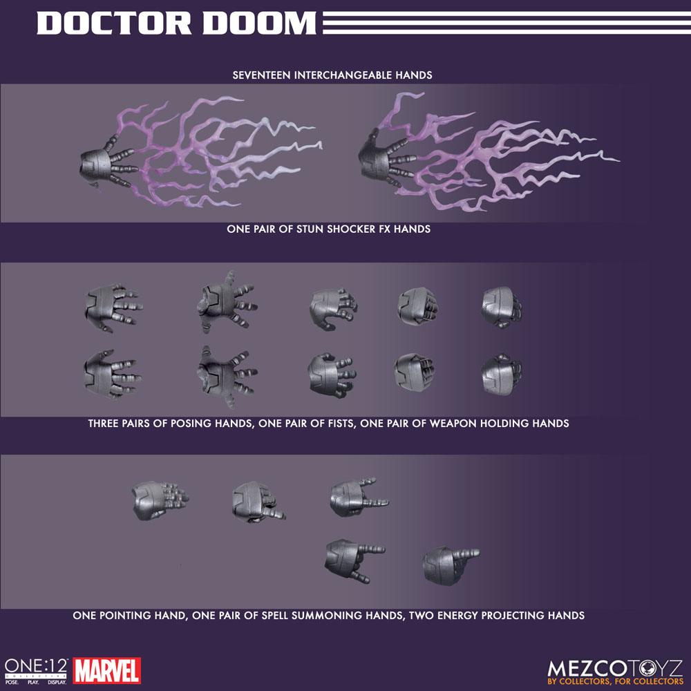 Marvel Action Figure 1/12 Doctor Doom 17 cm - Detailed Collectible Figure with Metal Components and Interactive Features