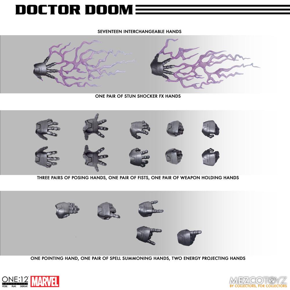 Marvel Action Figure 1/12 Doctor Doom 17 cm - Detailed Collectible Figure with Metal Components and Interactive Features