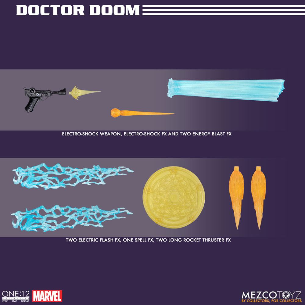 Marvel Action Figure 1/12 Doctor Doom 17 cm - Detailed Collectible Figure with Metal Components and Interactive Features