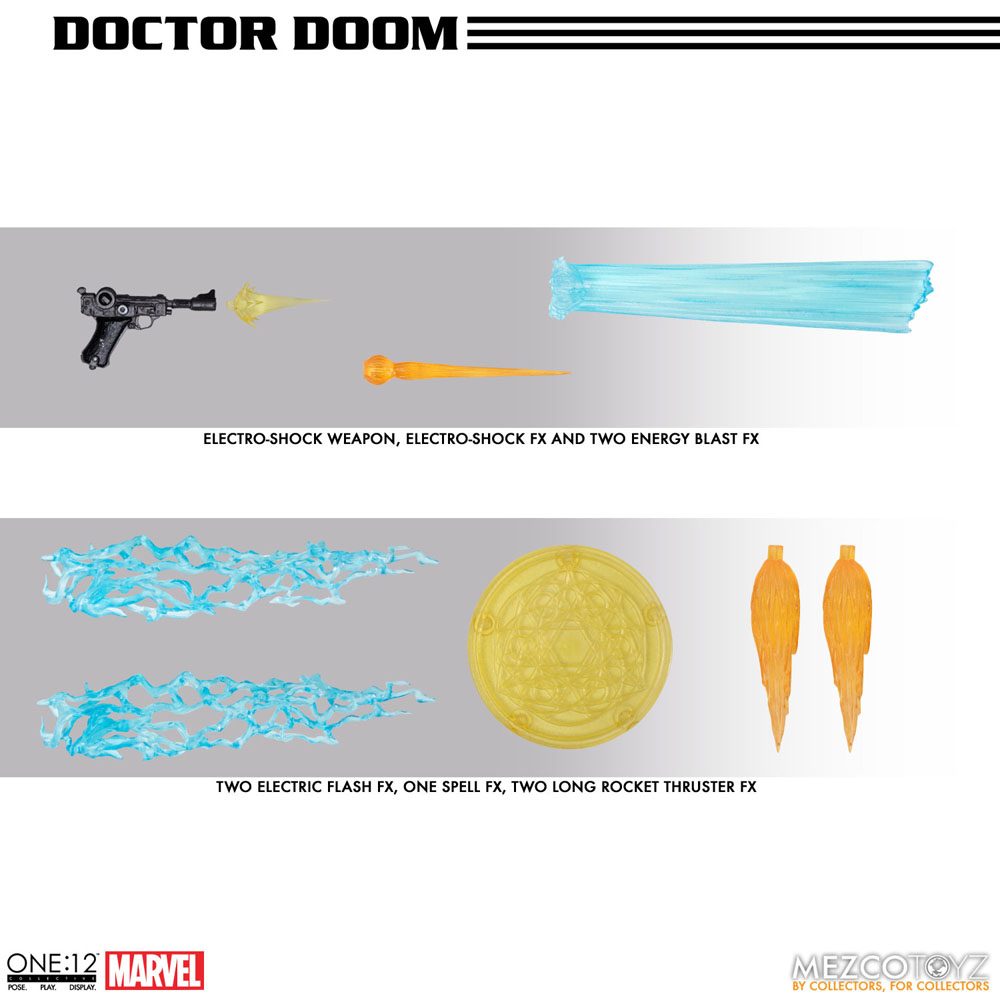 Marvel Action Figure 1/12 Doctor Doom 17 cm - Detailed Collectible Figure with Metal Components and Interactive Features