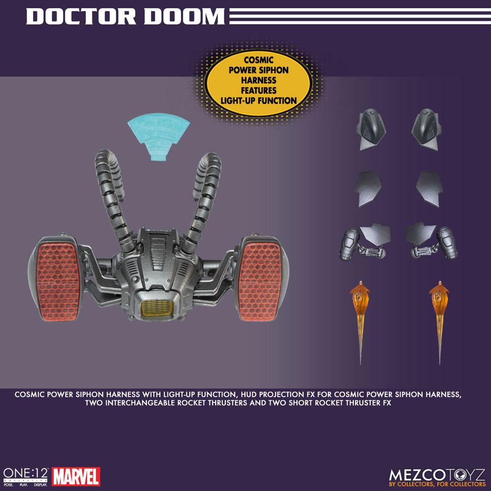 Marvel Action Figure 1/12 Doctor Doom 17 cm - Detailed Collectible Figure with Metal Components and Interactive Features