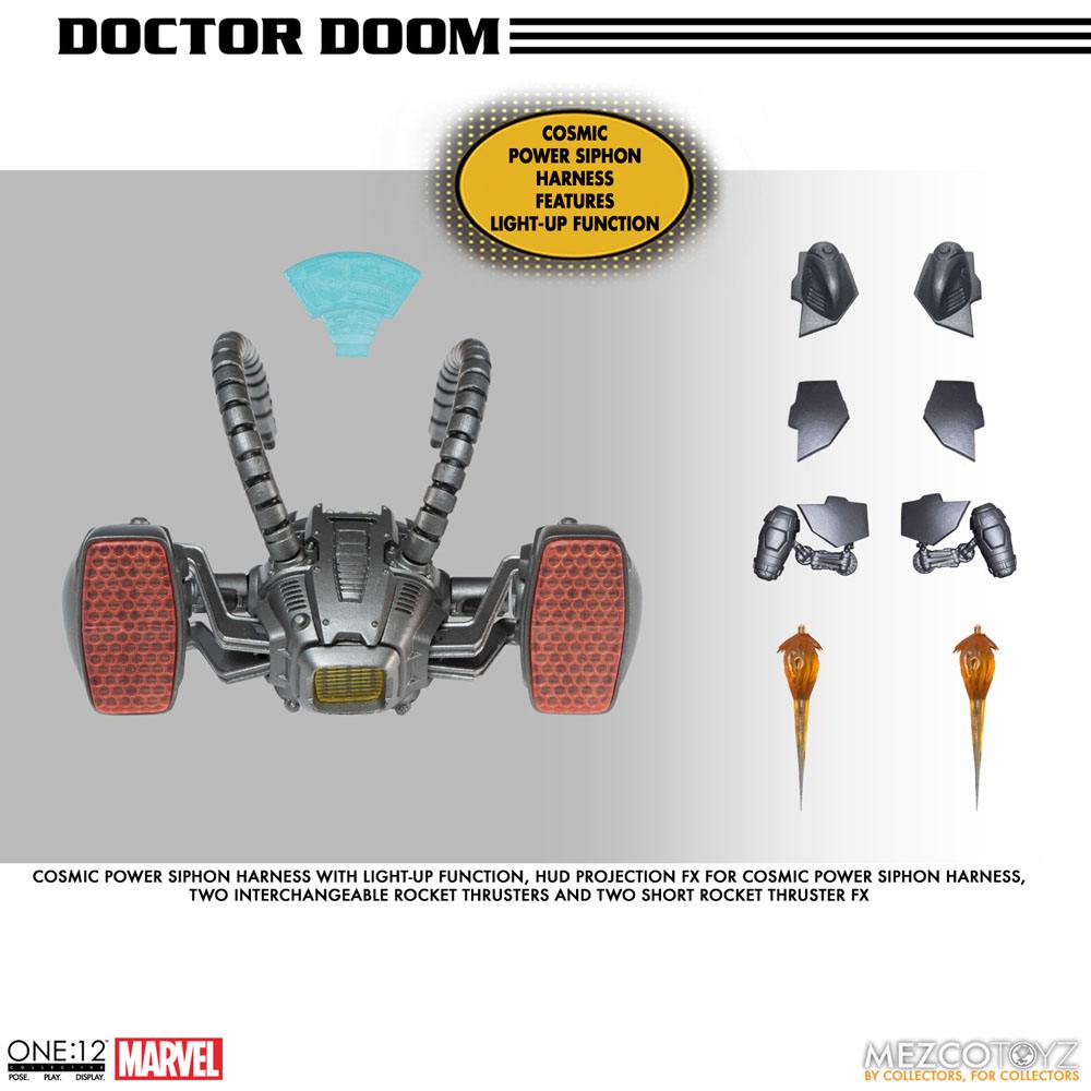 Marvel Action Figure 1/12 Doctor Doom 17 cm - Detailed Collectible Figure with Metal Components and Interactive Features