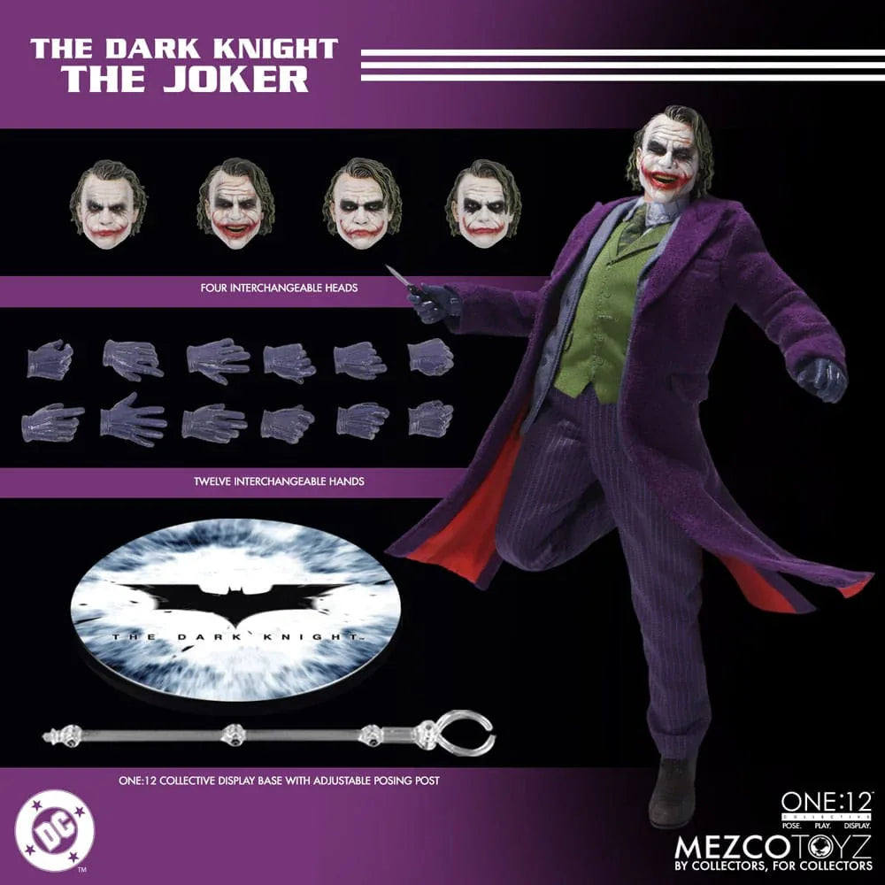 The Dark Knight Action Figur 1/12 Joker 17 cm Mezco Toys