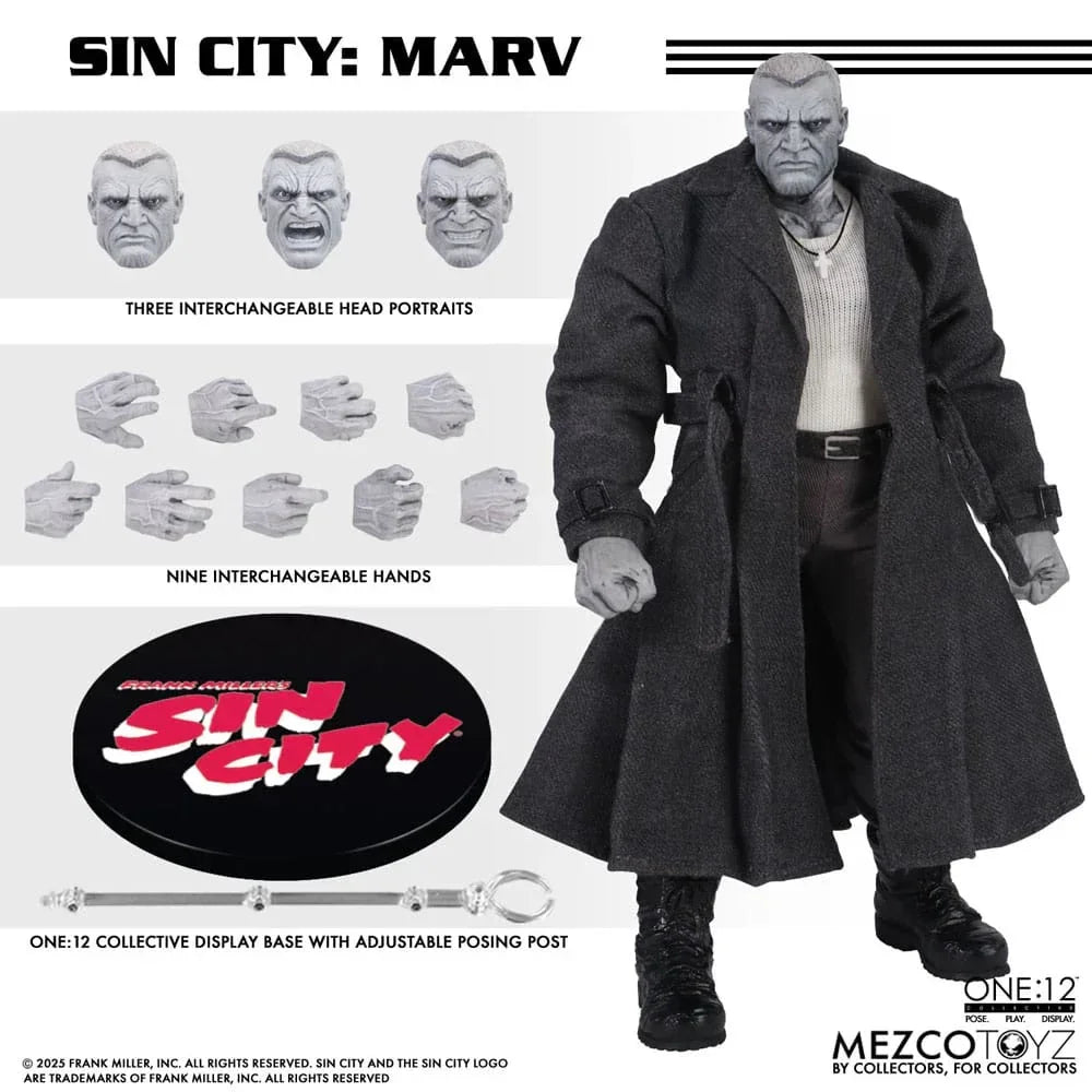 Sin City Action Figur 1/12 Marv 17 cm – En Brutal Anti-Hjälte Mezco Toys
