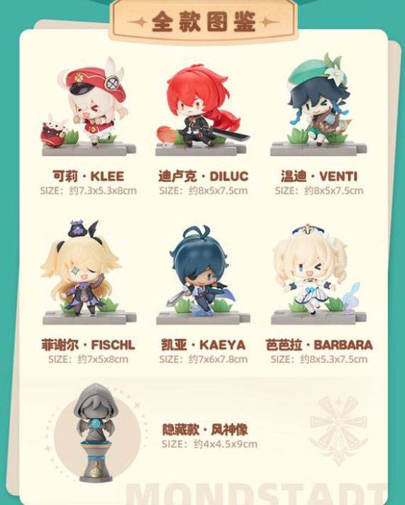 Genshin Impact Battle Scene Series Trading Figure 6-Pack Mondstadt Edition 5 cm MiHoYo