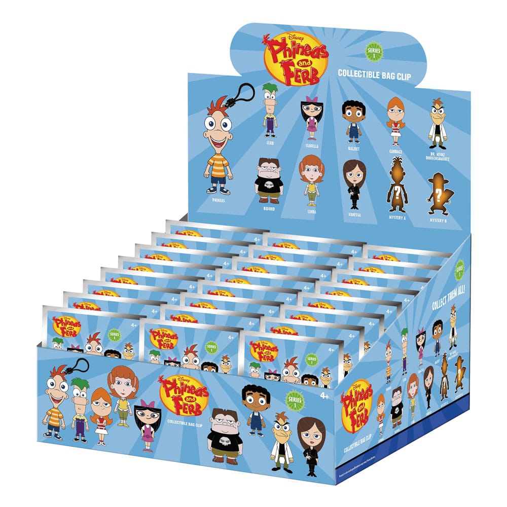 Phineas och Ferb 3D Foam Bag Clips Series 1 Display (24) Monogram Int.
