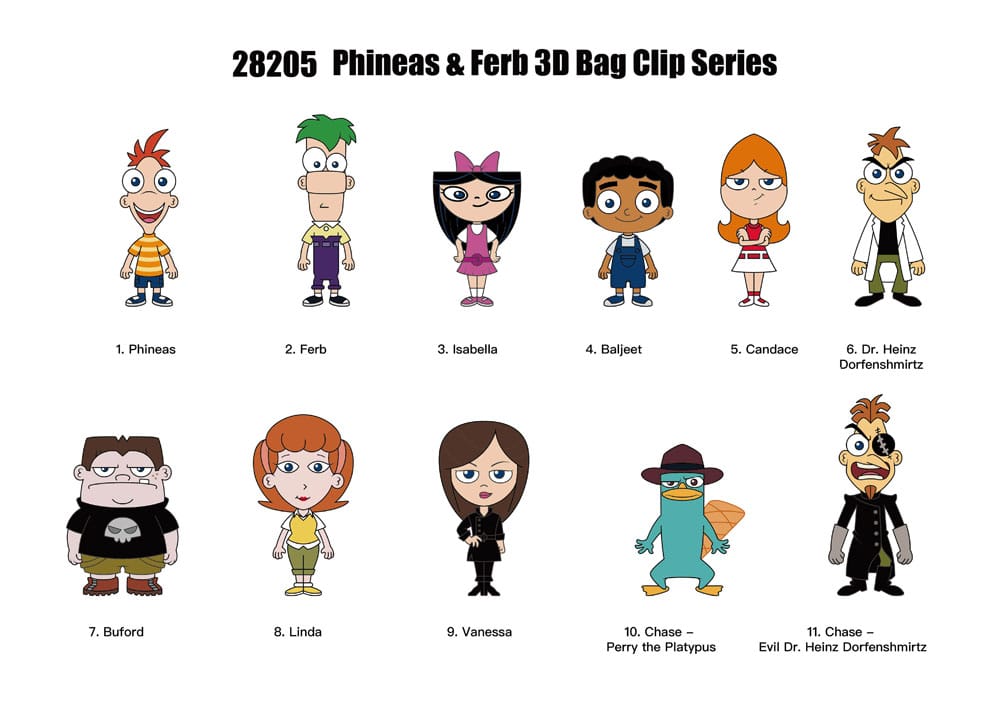 Phineas och Ferb 3D Foam Bag Clips Series 1 Display (24) Monogram Int.
