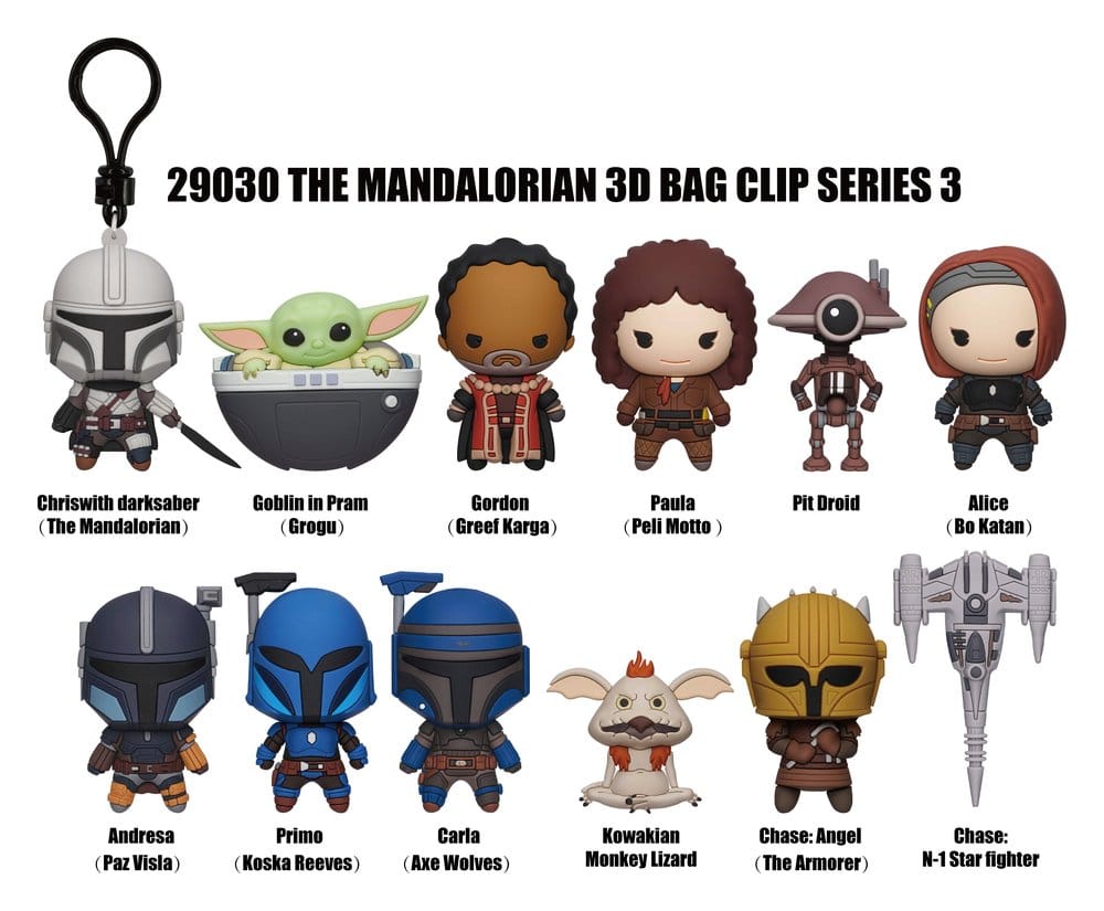 Star Wars The Mandalorian Serie 3 3D PVC Påsklämma Blindpåsedisplay (24-pack)