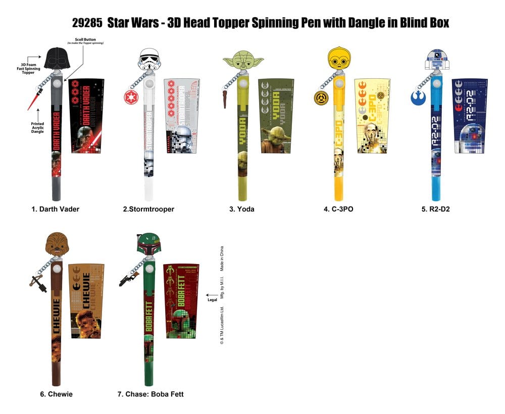 Star Wars 3D Huvuddekoration Snurrande Pennställ (12 stycken)