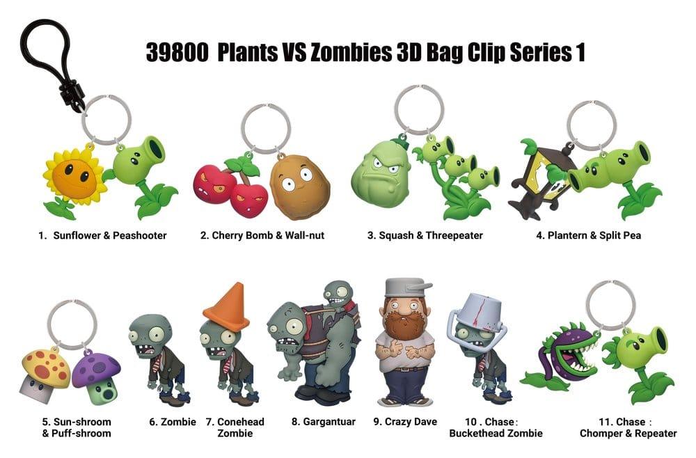 Plants vs. Zombies 3D Foam Bag Clips Serie 1 Display (24) Monogram Int.