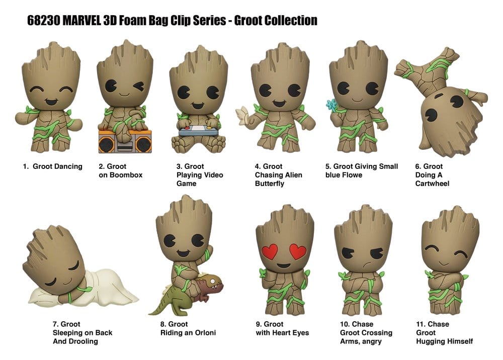 Marvel Groot 3D PVC-påsklämma Serie 1 Blindpåse Display (24)