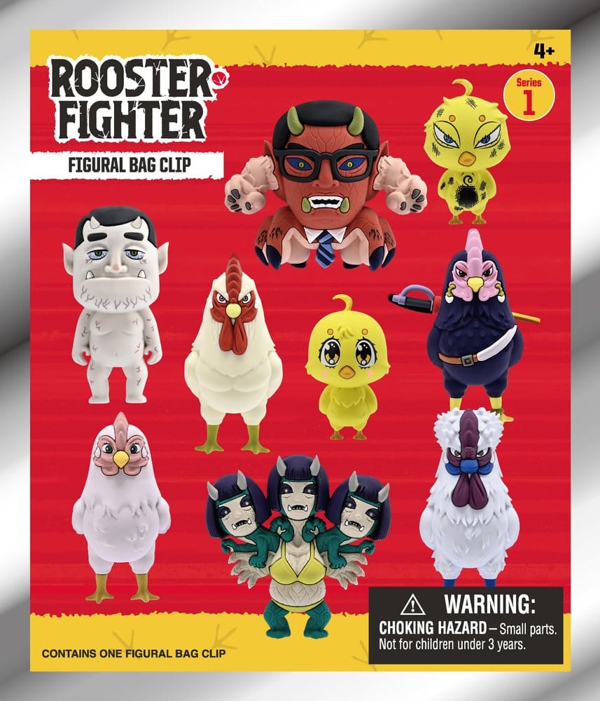 Rooster Fighter Serie 1 3D PVC Påsklämma Blindpåse Display (24 stycken)