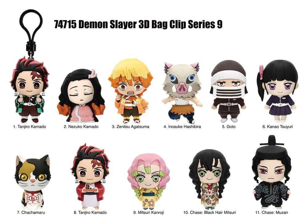 Demon Slayer: Kimetsu no Yaiba 3D PVC Bag Clips Series 9 Blind Bag Display (24)