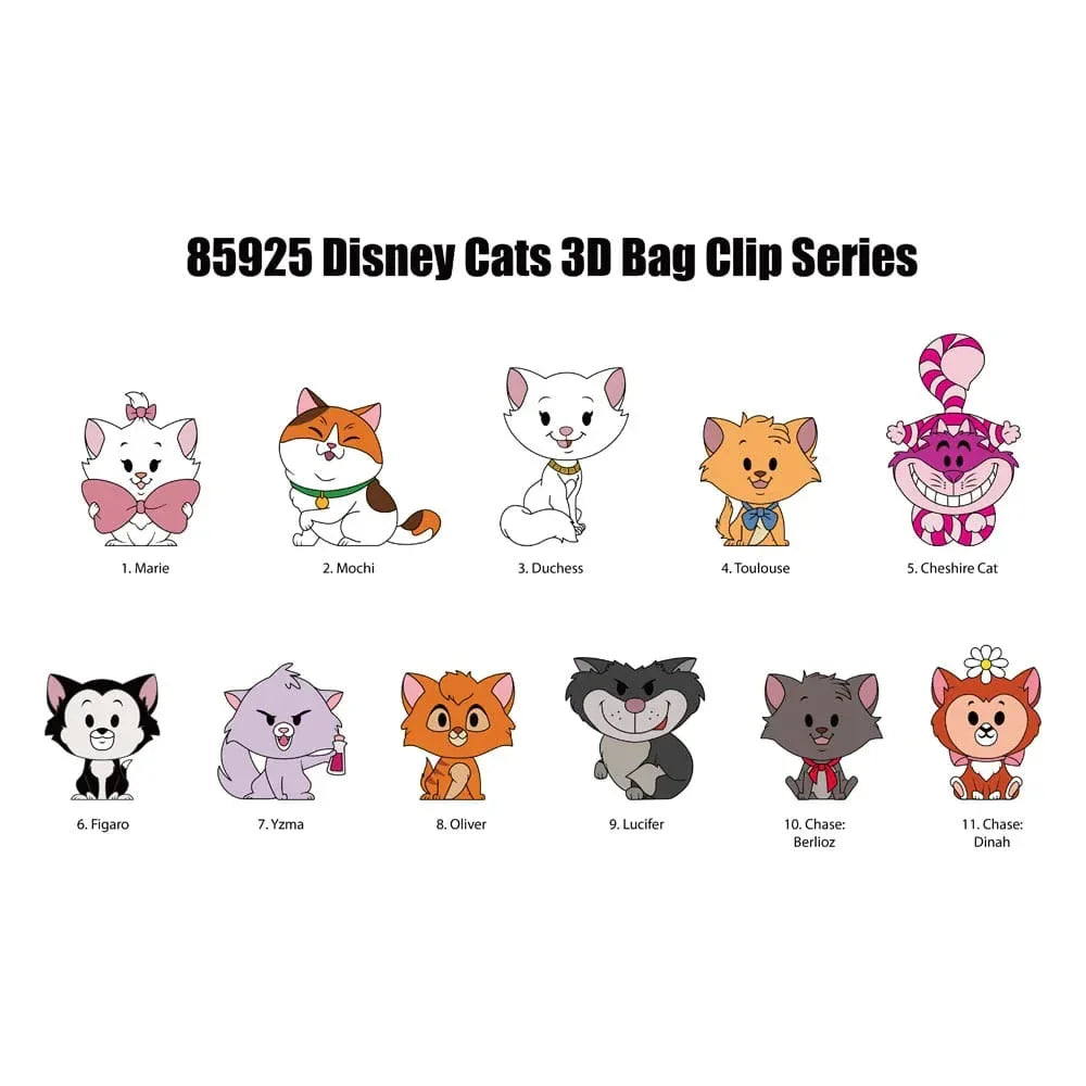 Disney Cats 3D Foam Bag Clips Series 69 Display (24) Monogram Int.