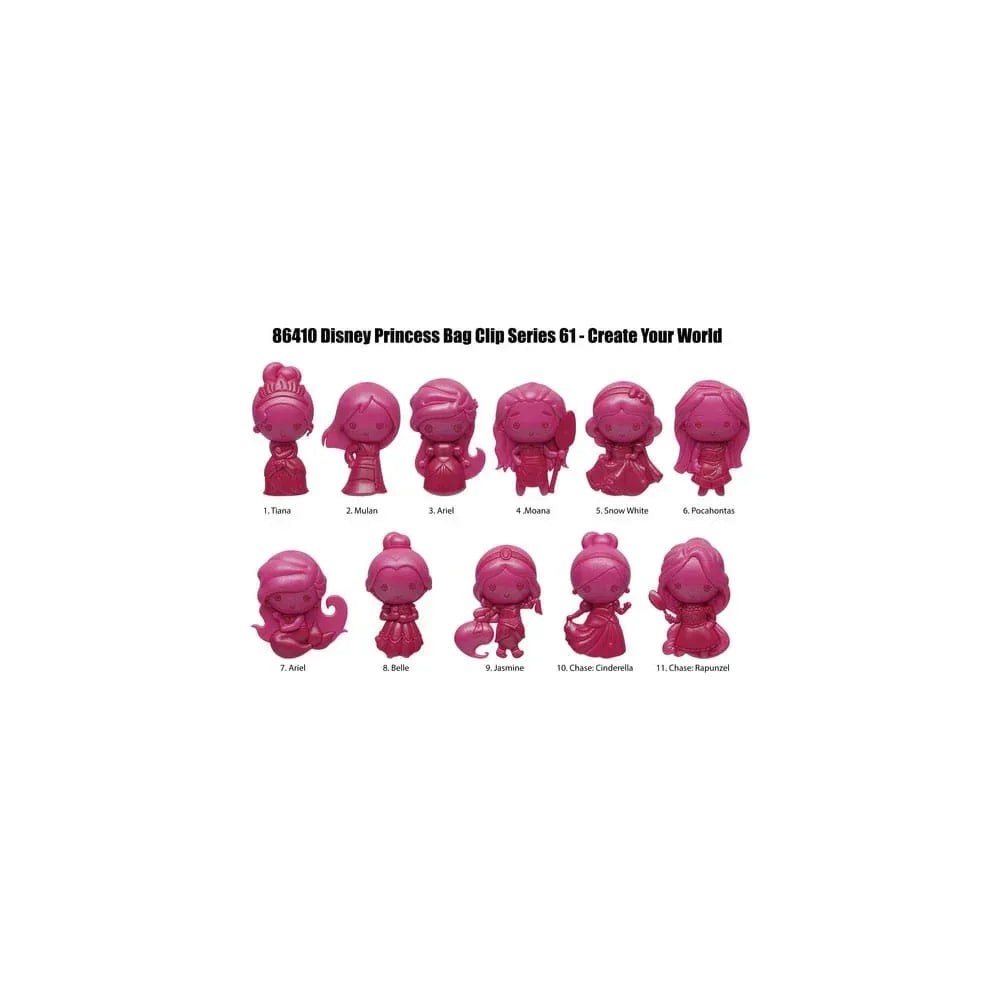 Disney Skapa din Värld 3D PVC Bag Clip Prinsessserie 64 Display (24) Monogram Int.
