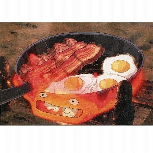 Howl's Moving Castle Postcard Calcifer Bacon and Eggs
