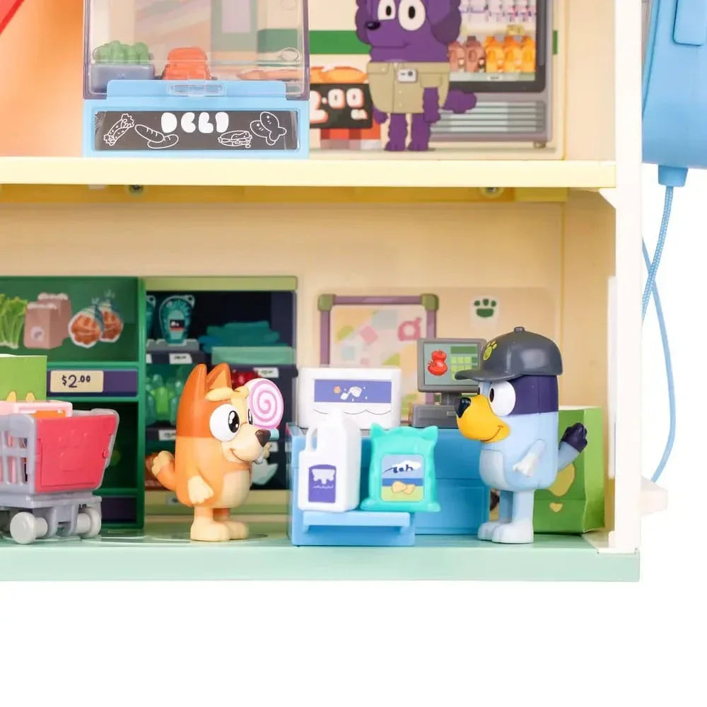 Bluey Mini Figur Playset – Bluey Låt Oss Leka Kock Supermarknad Moose Toys