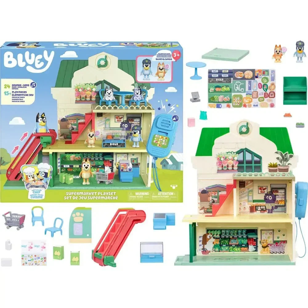 Bluey Mini Figur Playset – Bluey Låt Oss Leka Kock Supermarknad Moose Toys
