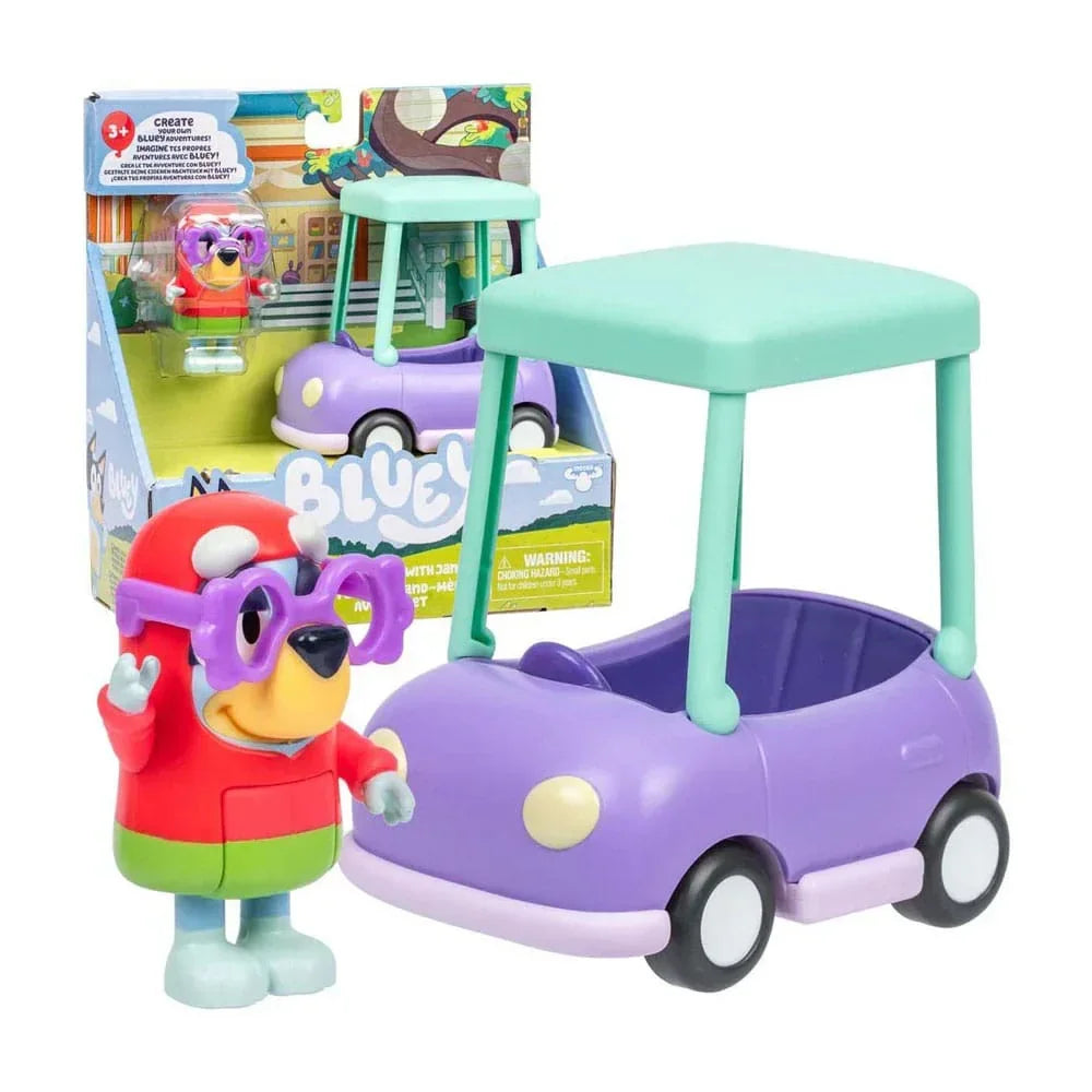 Bluey Mini Figur Playset: Janet & Granny Bil Moose Toys