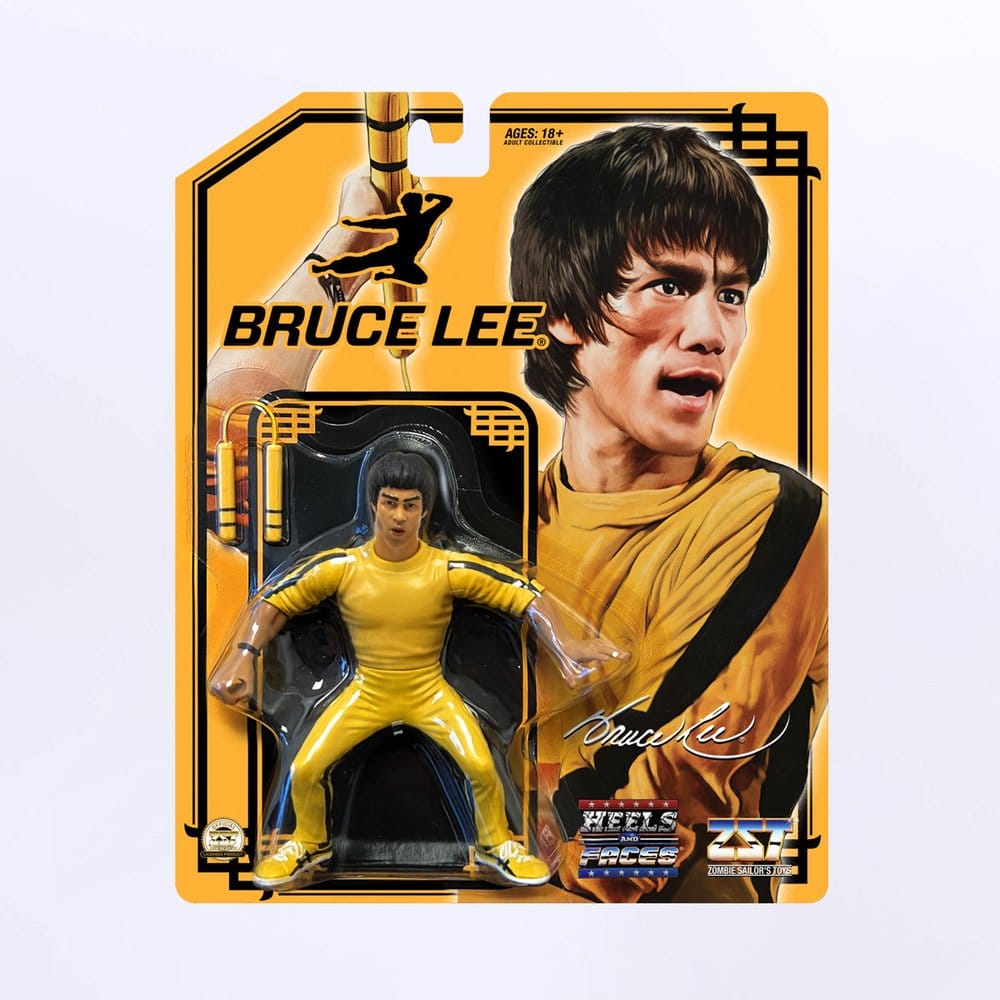 Bruce Lee Zombie Sailors Toys Actionfigur i gul träningsdress, 11 cm