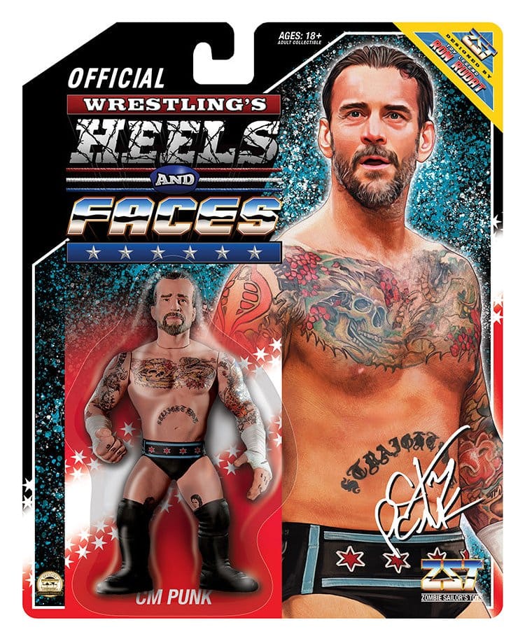 Zombie Sailors Toys actionfigur CM Punk med heels och ansikten, 11 cm