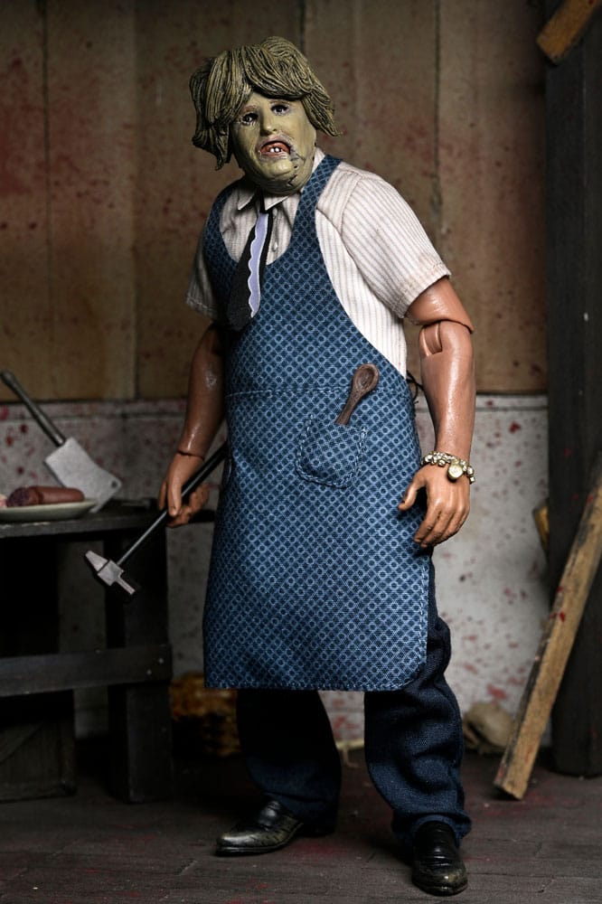 Texas Chainsaw Massacre Klädd Action Figur Leatherface med Gamla Dam Mask 20 cm NECA