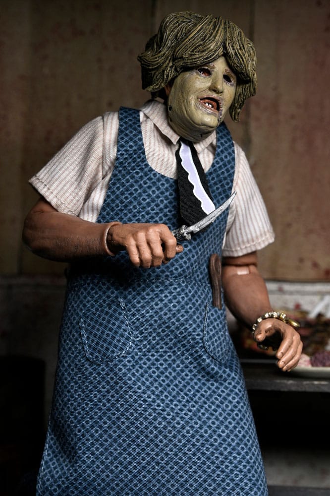 Texas Chainsaw Massacre Klädd Action Figur Leatherface med Gamla Dam Mask 20 cm NECA