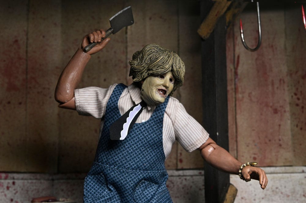 Texas Chainsaw Massacre Klädd Action Figur Leatherface med Gamla Dam Mask 20 cm NECA