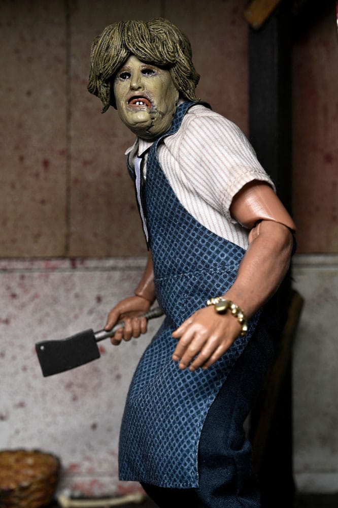 Texas Chainsaw Massacre Klädd Action Figur Leatherface med Gamla Dam Mask 20 cm NECA