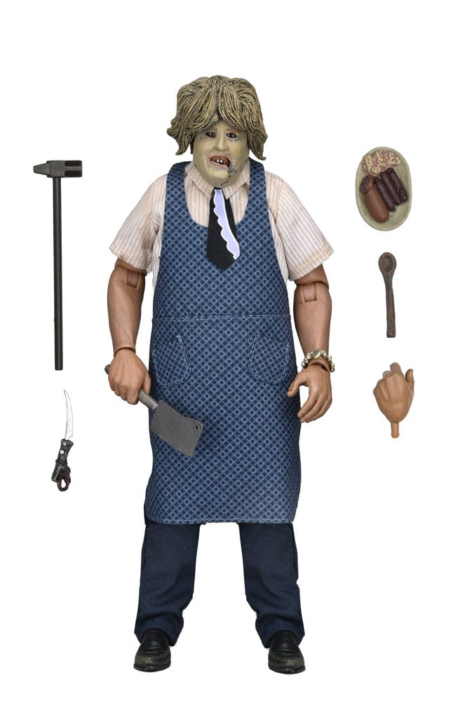 Texas Chainsaw Massacre Klädd Action Figur Leatherface med Gamla Dam Mask 20 cm NECA