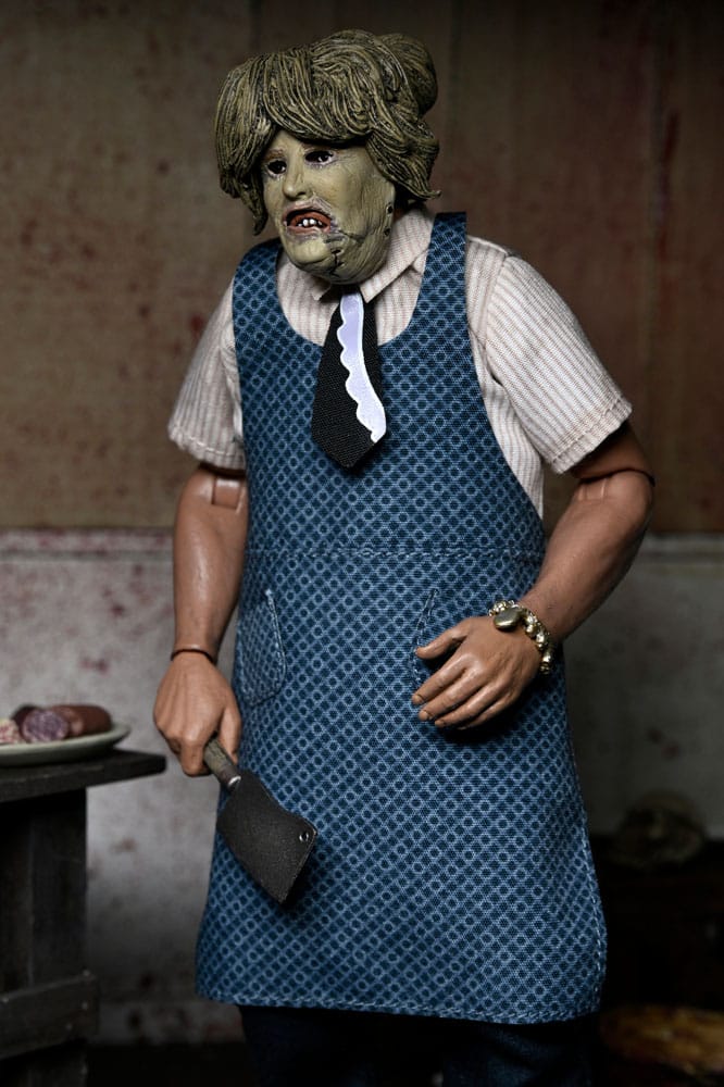 Texas Chainsaw Massacre Klädd Action Figur Leatherface med Gamla Dam Mask 20 cm NECA