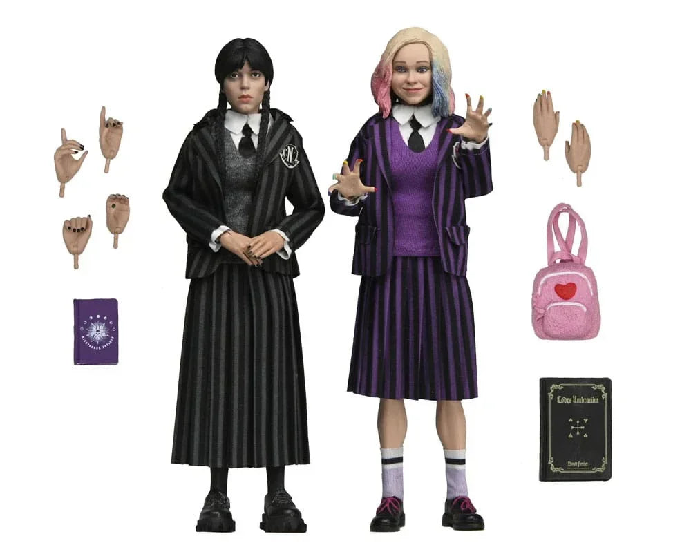 Wednesday Action Figur 2 Pack - Wednesday Addams (Nevermore Uniform) och Enid 20 cm NECA