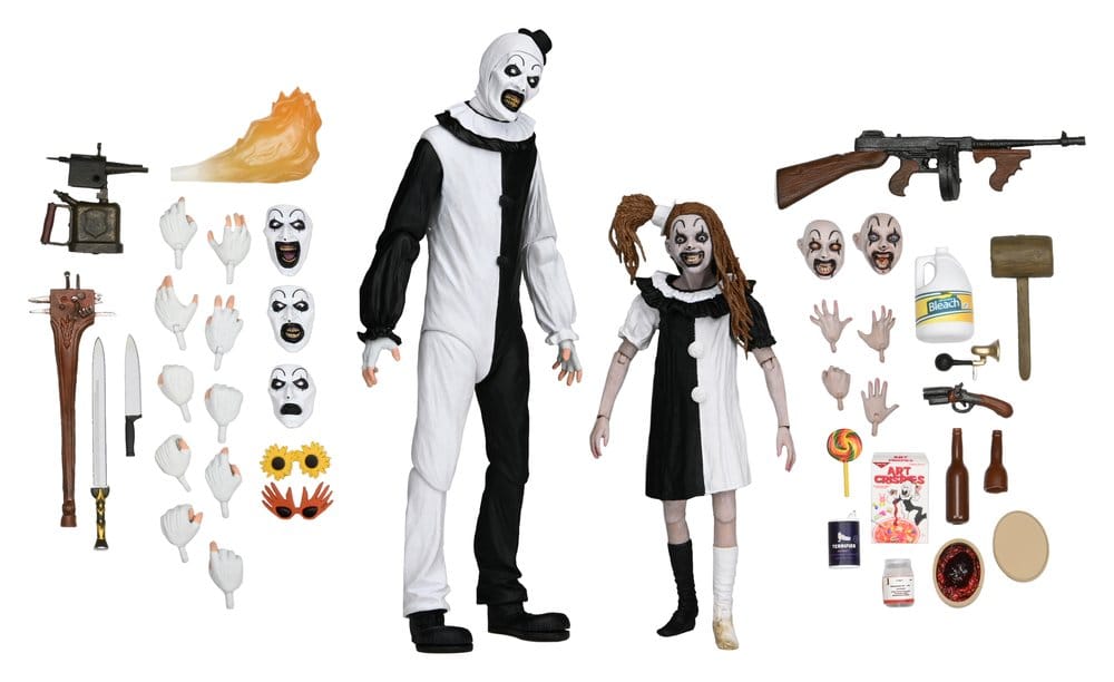 Terrifier 2 2-Pack Action Figurr Ultimate Art the Clown & Little Pale Girl 18 cm