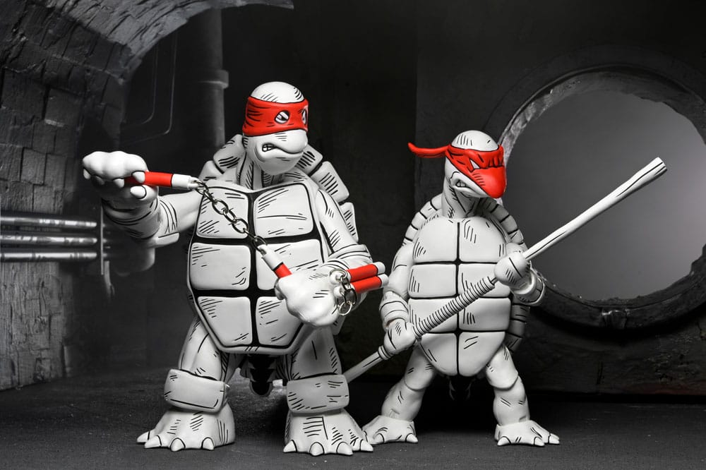 Teenage Mutant Ninja Turtles (Mirage Comics) Action Figurr 2-Pack Black and White - Första Skisserna NECA